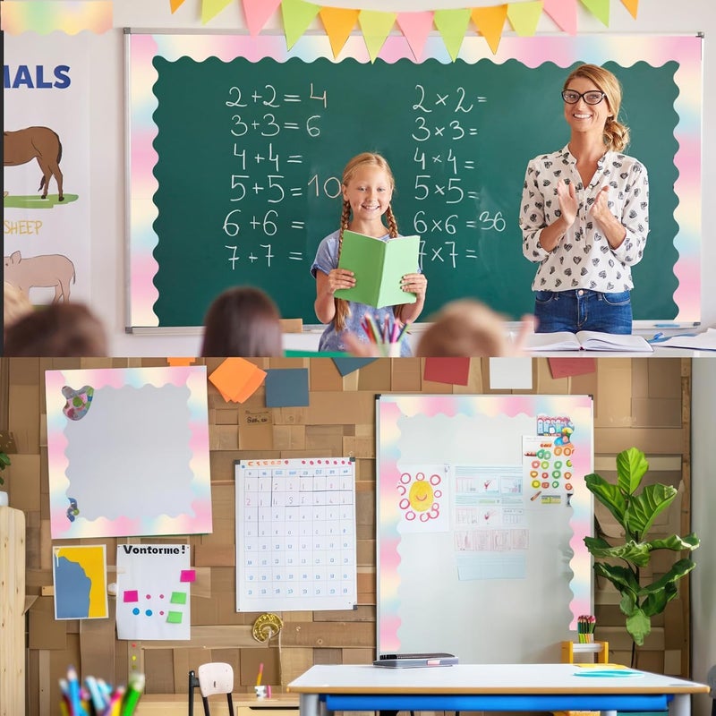 STARLIBOO 60 Feet Bulletin Board Borders, Gradient Pink Scalloped Rolled Border Trim for School, Classroom & Offices - Image 4